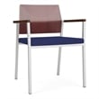 Avon Reception Guest Chair UPH Seat HPL Back / Silver Steel / Mahogany / Blue