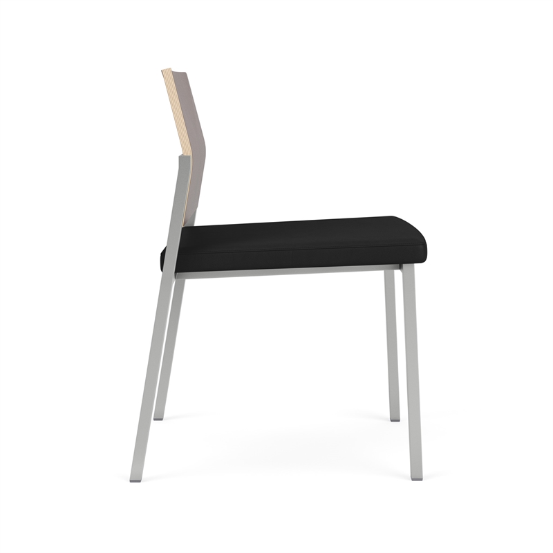 Avon Reception Armless Chair UPH Seat HPL Back / Silver Steel / Walnut / Black