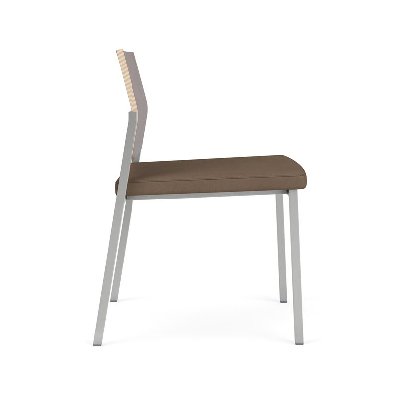 Avon Reception Armless Chair UPH Seat HPL Back / Silver Steel / Walnut / Brown