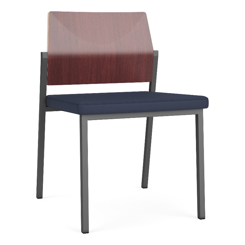 Avon Reception Armless Chair UPH Seat HPL Back / Charcoal / Mahogany / Blue