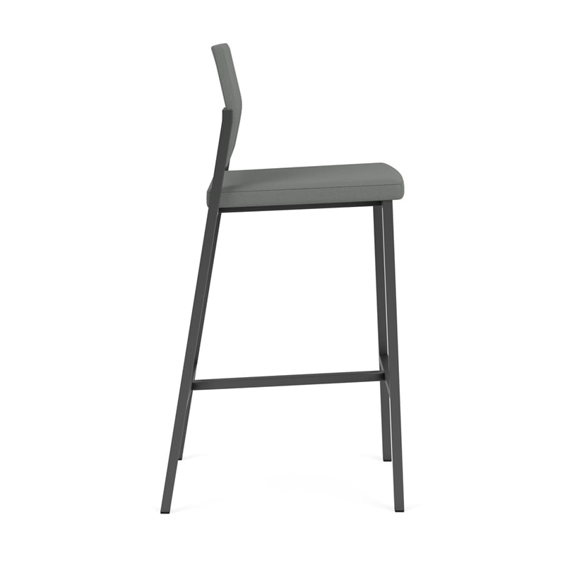 Avon Reception Waiting Cafe Stool UPH Seat Back / Charcoal Steel / Light Gray