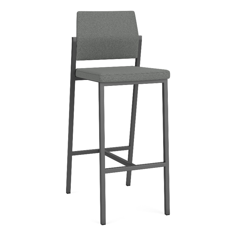 Avon Reception Waiting Cafe Stool UPH Seat Back / Charcoal Steel / Light Gray