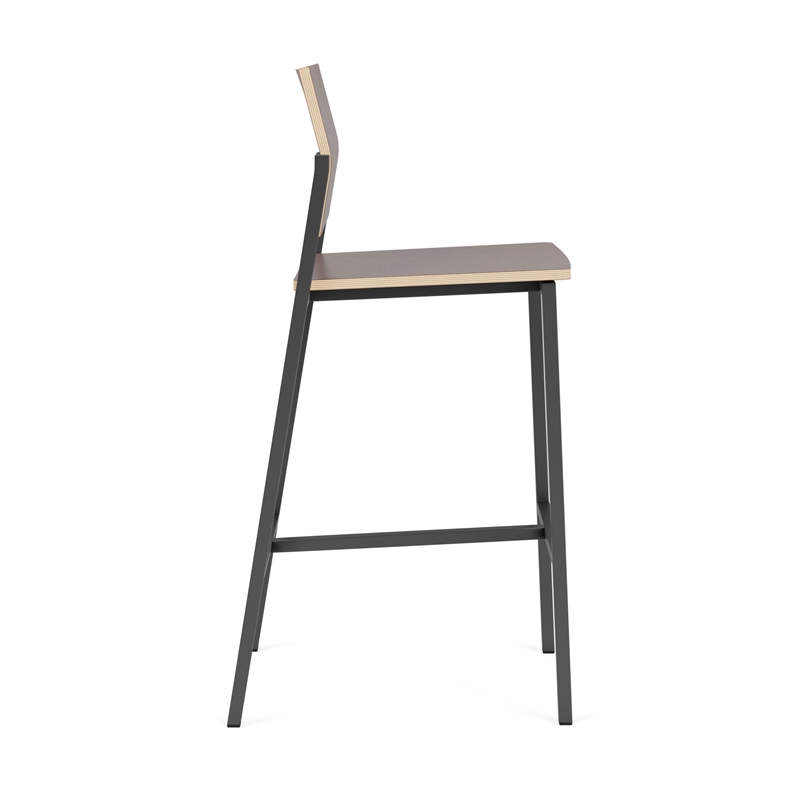 Avon Reception Waiting Cafe Stool HPL Seat Back / Charcoal Steel / Walnut