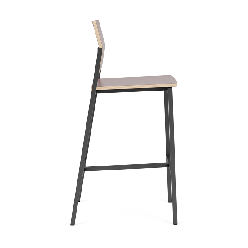 Avon Reception Waiting Cafe Stool HPL Seat Back / Charcoal Steel / Mahogany