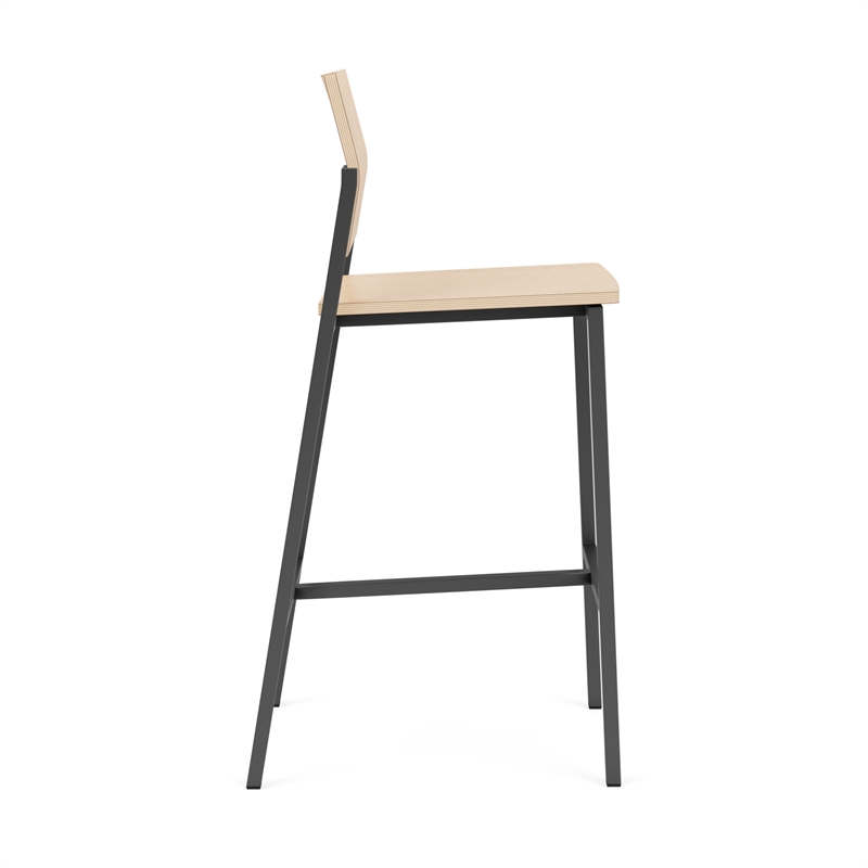 Avon Reception Waiting Cafe Stool HPL Seat Back / Charcoal Steel / Natural