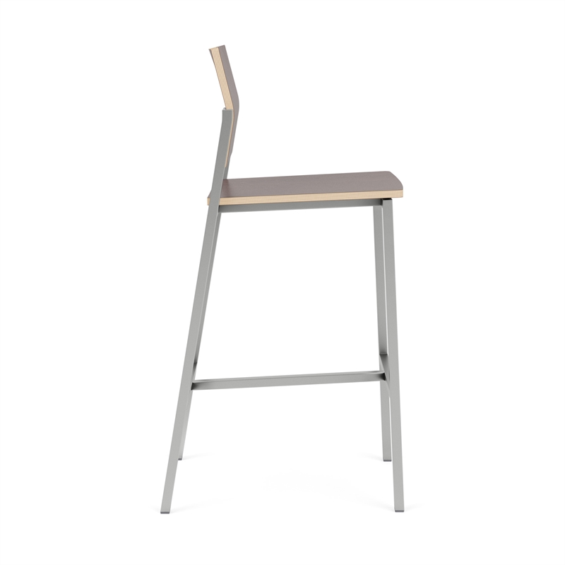 Avon Reception Waiting Cafe Stool HPL Seat Back / Silver Steel / Walnut