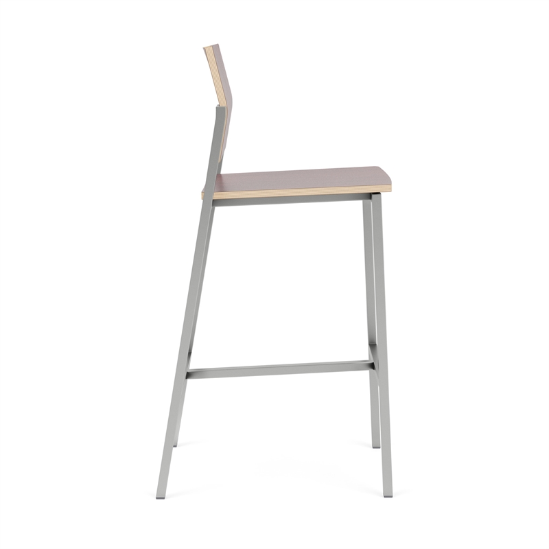 Avon Reception Waiting Cafe Stool HPL Seat Back / Silver Steel / Mahogany