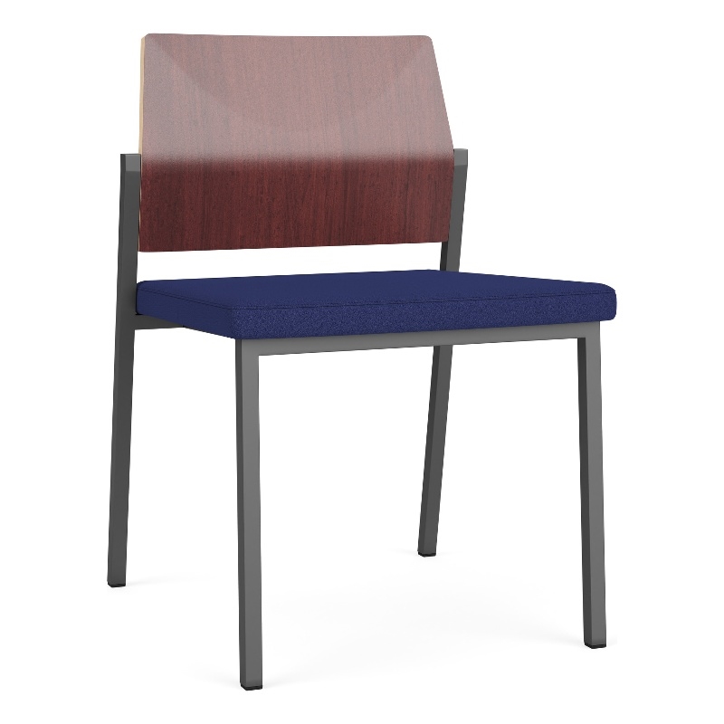 Avon Reception Armless Chair UPH Seat HPL Back / Charcoal / Mahogany / Blue