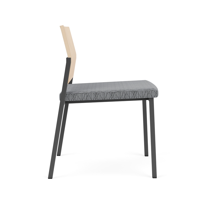 Avon Reception Armless Chair UPH Seat HPL Back / Charcoal Steel / Natural / Gray