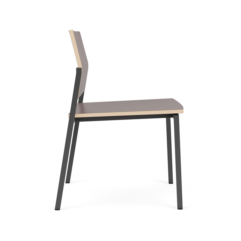 Avon Reception Waiting Armless Chair HPL Seat Back / Charcoal Steel / Walnut