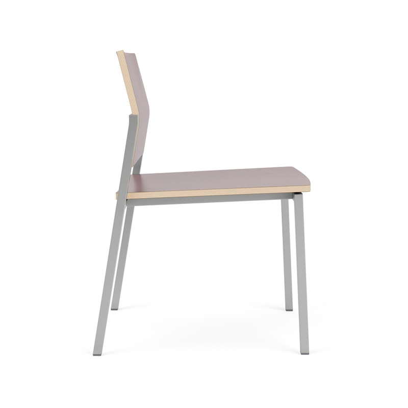 Avon Reception Waiting Armless Chair HPL Seat Back / Silver Steel / Mahogany