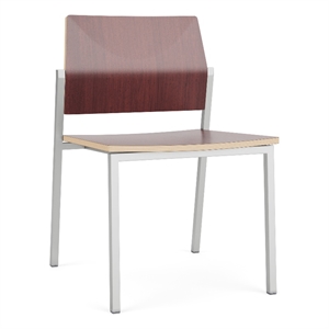 Avon Reception Waiting Armless Chair HPL Seat Back / Silver Steel / Mahogany
