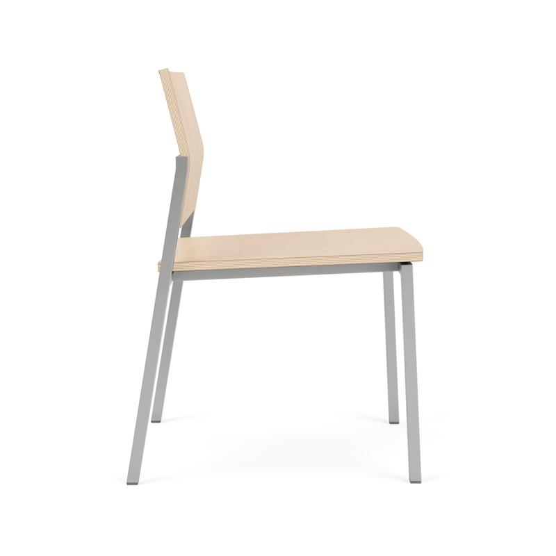 Avon Reception Waiting Armless Chair HPL Seat Back / Silver Steel / Natural