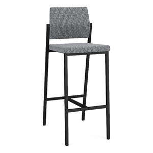 Avon Reception Waiting Room Cafe Stool UPH Seat Back / Black Steel / Gray