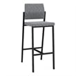 Avon Reception Waiting Room Cafe Stool UPH Seat Back / Black Steel / Gray