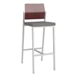 Avon Reception Cafe Stool UPH Seat HPL Back / Silver Steel / Mahogany / Gray