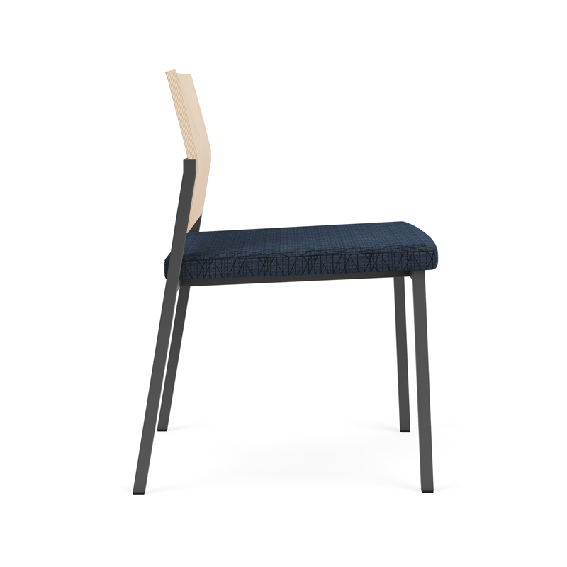 Avon Reception Armless Chair UPH Seat HPL Back / Charcoal Steel / Natural / Blue