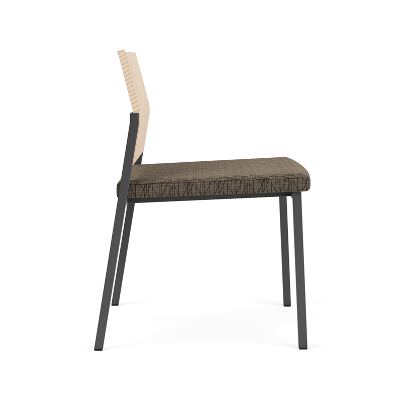 Avon Reception Armless Chair UPH Seat HPL Back / Charcoal / Natural / Brown