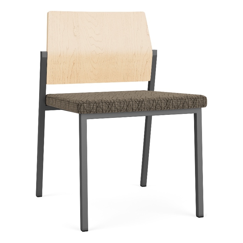 Avon Reception Armless Chair UPH Seat HPL Back / Charcoal / Natural / Brown