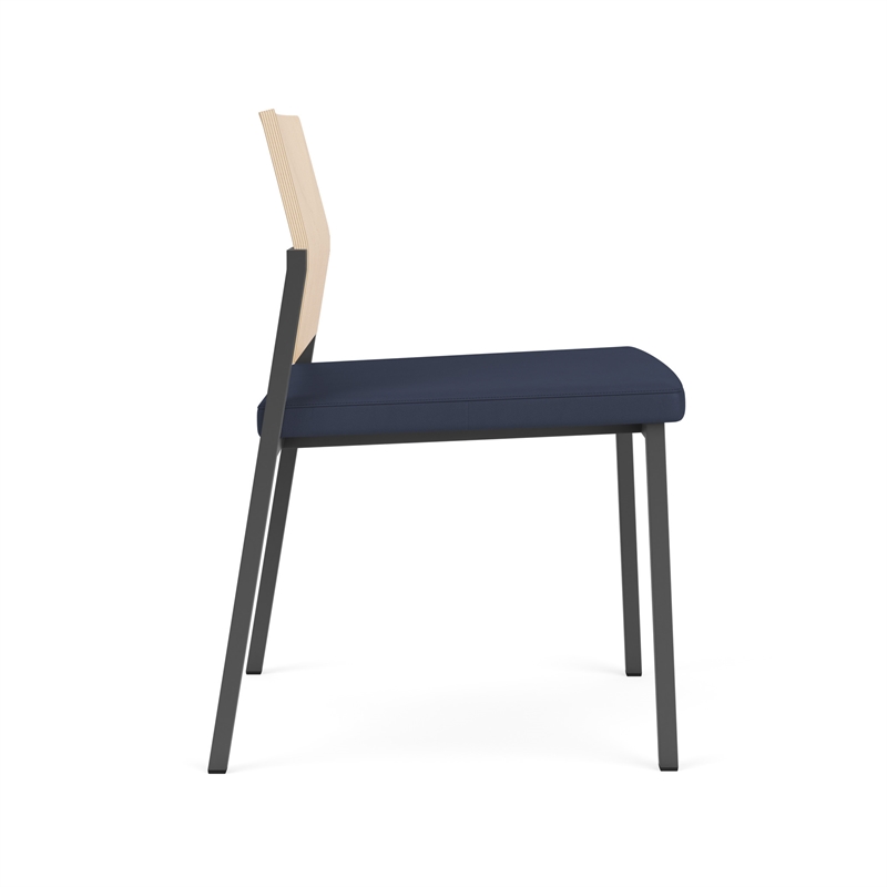 Avon Reception Armless Chair UPH Seat HPL Back / Charcoal Steel / Natural / Blue