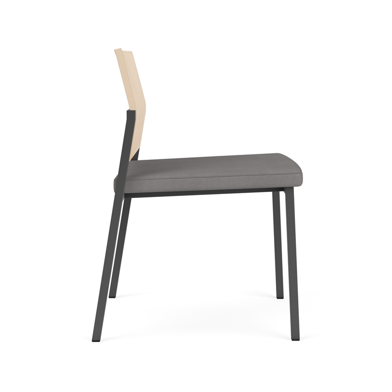 Avon Reception Armless Chair UPH Seat HPL Back / Charcoal Steel / Natural / Gray