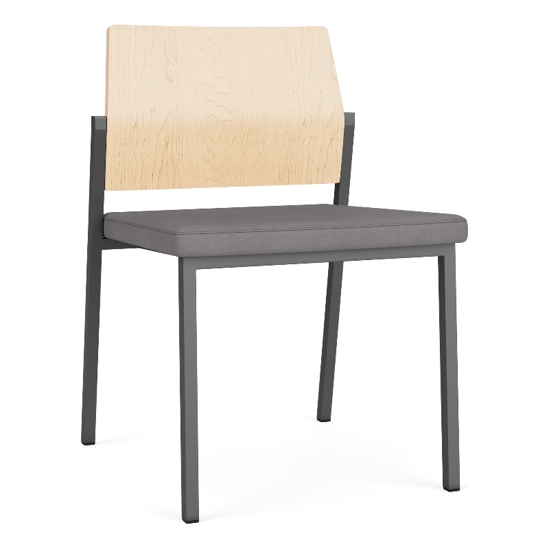 Avon Reception Armless Chair UPH Seat HPL Back / Charcoal Steel / Natural / Gray