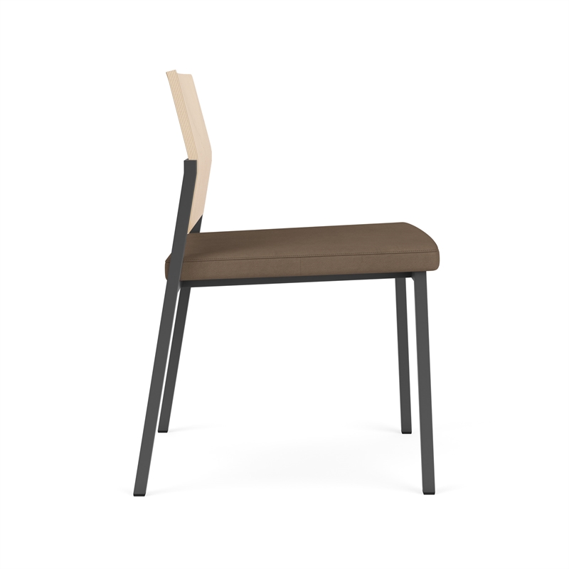 Avon Reception Armless Chair UPH Seat HPL Back / Charcoal / Natural / Brown