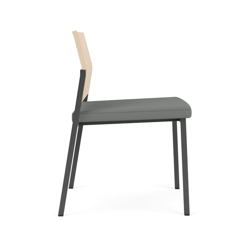 Avon Reception Armless Chair UPH Seat HPL Back / Charcoal Steel / Natural / Gray