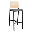 Avon Reception Cafe Stool UPH Seat HPL Back / Black Steel / Natural / Gray