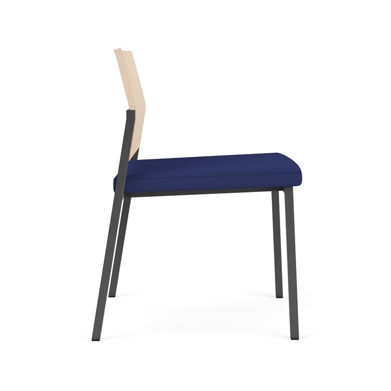 Avon Reception Armless Chair UPH Seat HPL Back / Charcoal Steel / Natural / Blue