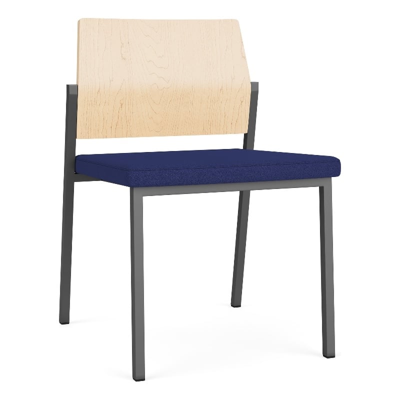 Avon Reception Armless Chair UPH Seat HPL Back / Charcoal Steel / Natural / Blue
