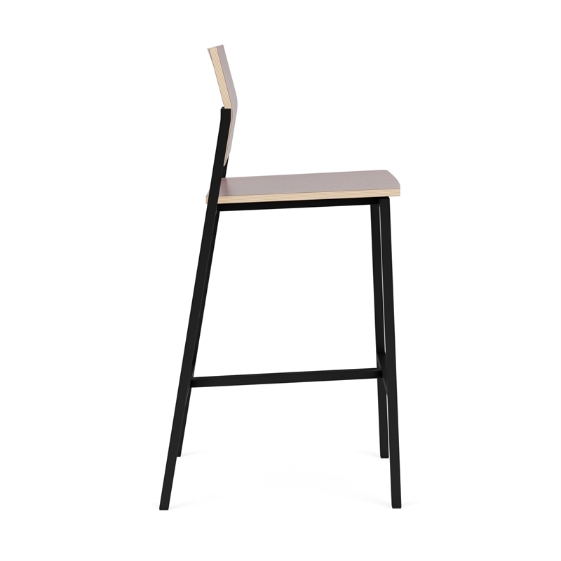 Avon Reception Waiting Cafe Stool HPL Seat Back / Black Steel / Mahogany