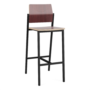 Avon Reception Waiting Cafe Stool HPL Seat Back / Black Steel / Mahogany