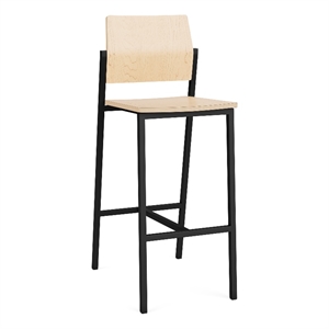 Avon Reception Waiting Cafe Stool HPL Seat Back / Black Steel / Natural