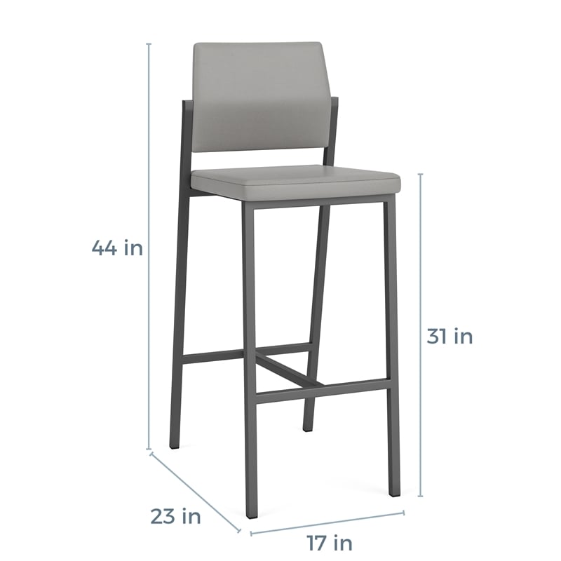 Avon Reception Cafe Stool UPH Seat HPL Back / Charcoal Steel / Mahogany / Brown