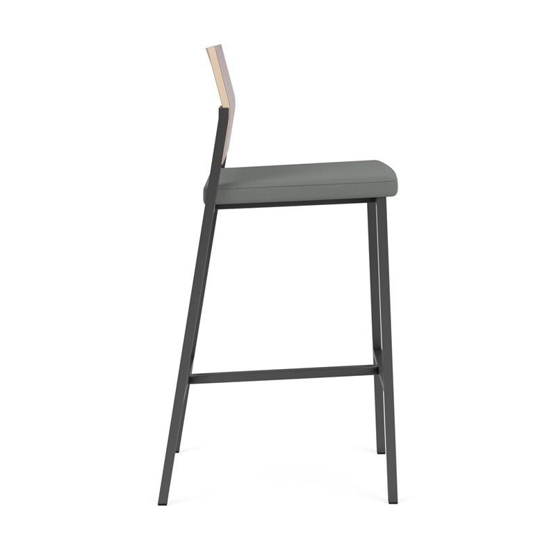 Avon Reception Cafe Stool UPH Seat HPL Back / Charcoal Steel / Mahogany / Gray