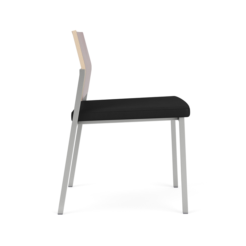 Avon Reception Armless Chair UPH Seat HPL Back / Silver Steel / Mahogany / Black