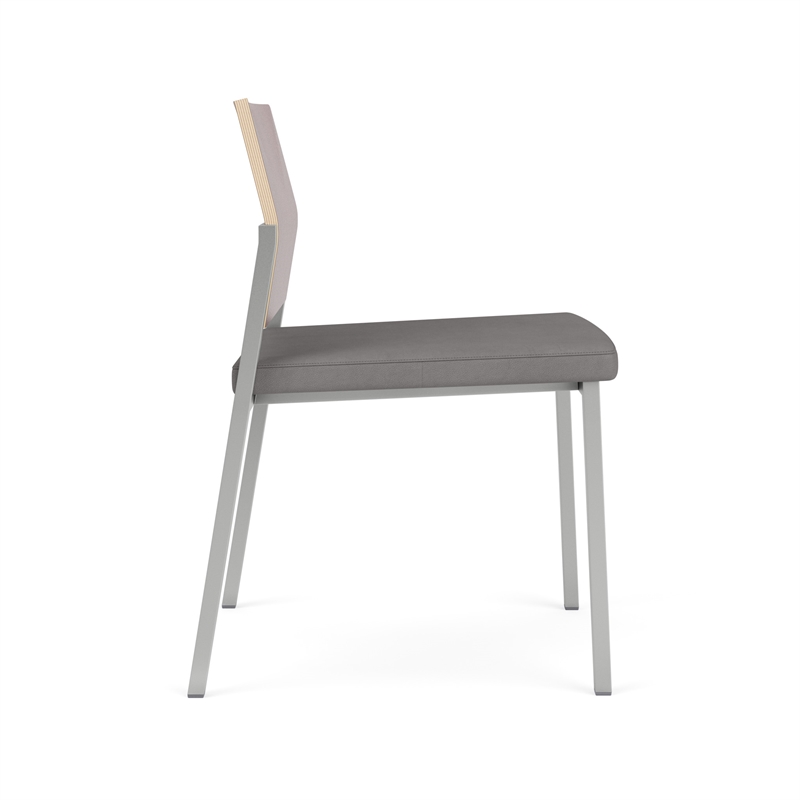 Avon Reception Armless Chair UPH Seat HPL Back / Silver Steel / Mahogany / Gray