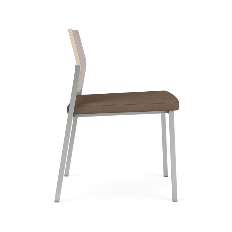 Avon Reception Armless Chair UPH Seat HPL Back / Silver Steel / Mahogany / Brown
