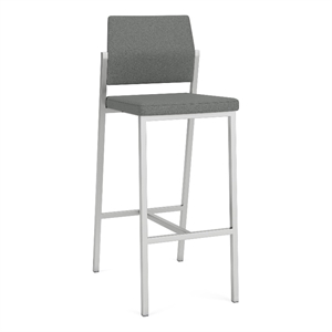 Avon Reception Waiting Cafe Stool UPH Seat Back / Silver Steel / Light Gray