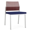 Avon Reception Armless Chair UPH Seat HPL Back / Silver Steel / Mahogany / Blue