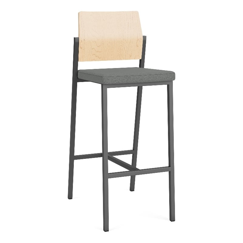 Avon Reception Cafe Stool UPH Seat HPL Back / Charcoal Steel / Natural / Gray
