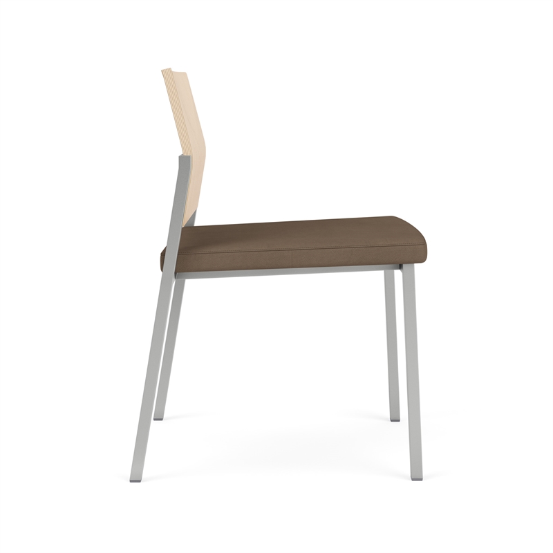 Avon Reception Armless Chair UPH Seat HPL Back / Silver Steel / Natural / Brown