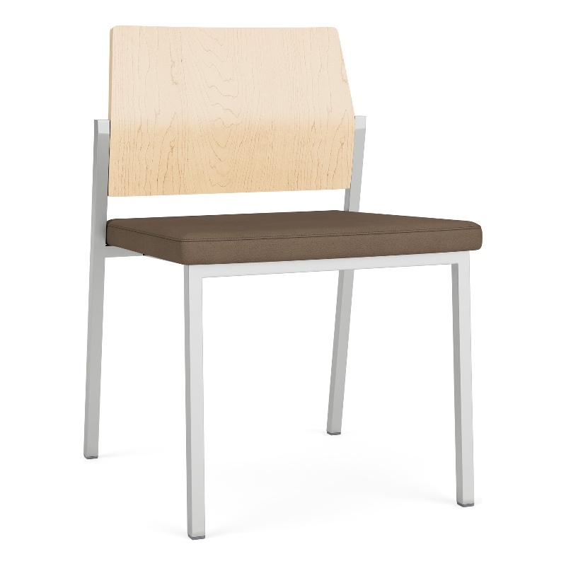 Avon Reception Armless Chair UPH Seat HPL Back / Silver Steel / Natural / Brown