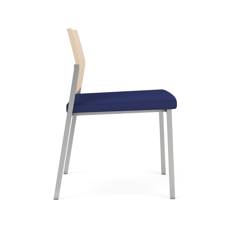 Avon Reception Armless Chair UPH Seat HPL Back / Silver Steel / Natural / Blue