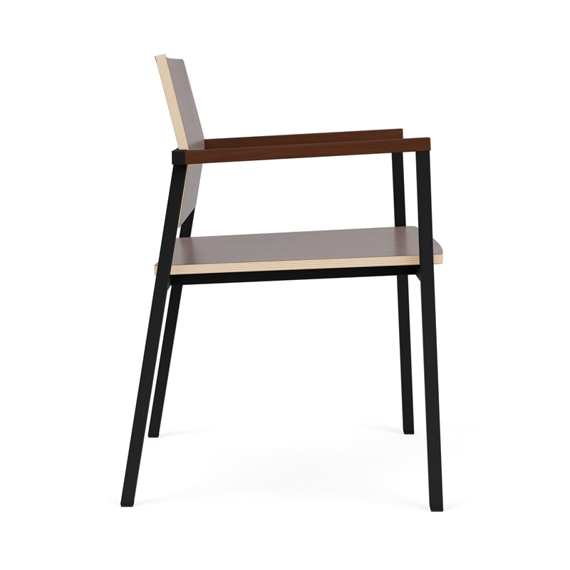 Avon Reception Waiting Guest Chair HPL Seat Back / Black Steel / Walnut