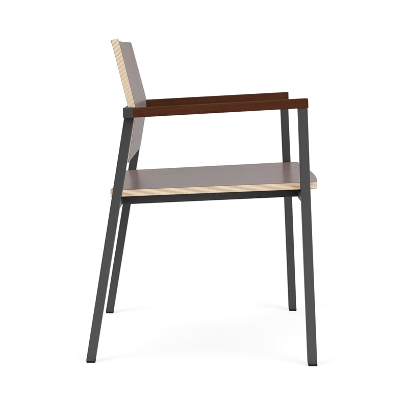 Avon Reception Waiting Guest Chair HPL Seat Back / Charcoal Steel / Walnut