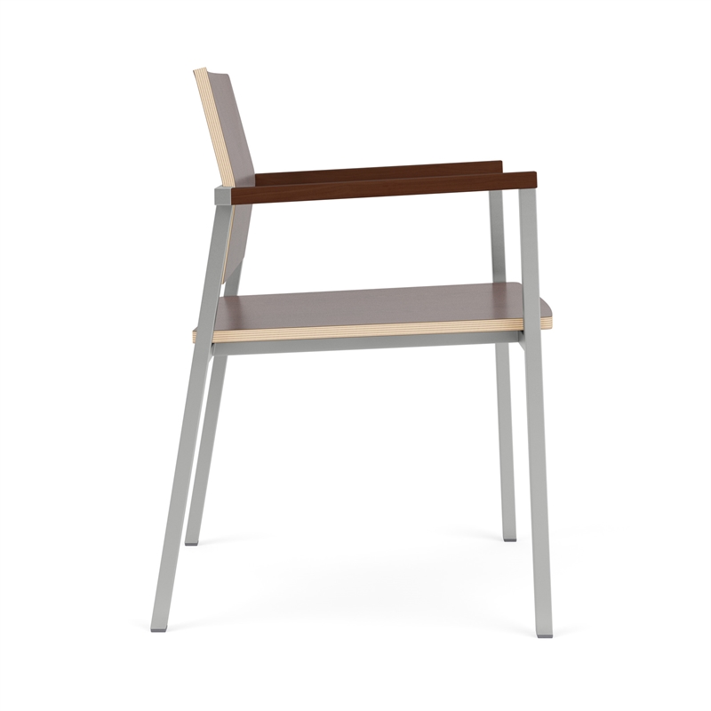 Avon Reception Waiting Guest Chair HPL Seat Back / Silver Steel / Walnut