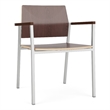 Avon Reception Waiting Guest Chair HPL Seat Back / Silver Steel / Walnut