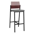 Avon Reception Cafe Stool UPH Seat HPL Back / Black Steel / Mahogany / Gray